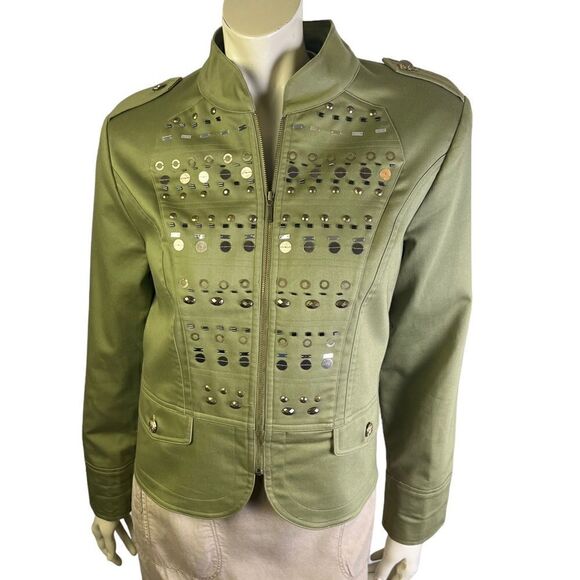City Girl by Nancy Bolen NWOT Embellished Military Style Jacket Size Medium - Picture 6 of 8